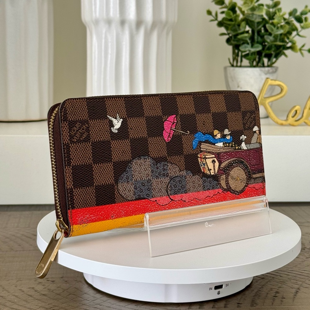 Louis Vuitton Limited Edition Damier Ebene Canvas Zip Around Wallet - Picture 3 of 16